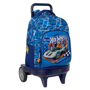 Skolerygsk med Hjul Hot Wheels Sonny Marinebl 33 x 45 x 22 cm