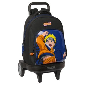 Skolerygsk med Hjul Naruto Ninja Bl Sort 33 x 45 x 22 cm