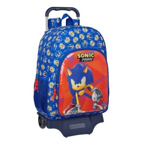 Skolerygs�k med Hjul Sonic Prime Bl� 33 x 42 x 14 cm