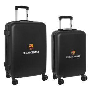 Kuffert-s�t F.C. Barcelona + mediano 24 Trolley Sort 40 x 63 x 26 cm (2 Dele)