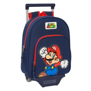 Skolerygsk med Hjul Super Mario World Marinebl 28 x 34 x 10 cm