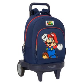 Skolerygsk med Hjul Super Mario World Marinebl 33 x 45 x 22 cm