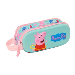 Dobbelt carry-all Peppa Pig Grn Pink 21 x 8 x 6 cm 3D