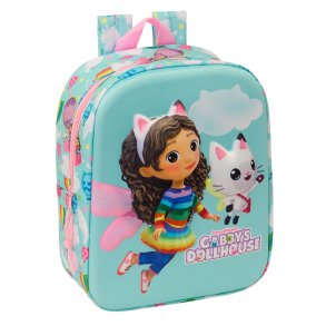 Skoletaske Gabby's Dollhouse Pink Himmelbl� 22 x 27 x 10 cm 3D