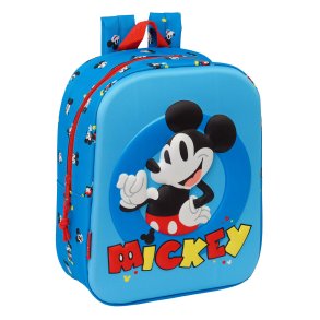 Skoletaske Mickey Mouse Clubhouse Bl 22 x 27 x 10 cm 3D