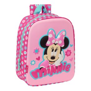 3D Brnetaske Minnie Mouse Pink 22 x 27 x 10 cm
