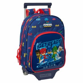 Skolerygsk med Hjul PJ Masks Ready Marinebl 26 x 34 x 11 cm