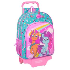 Skolerygsk med Hjul My Little Pony Magic Pink Turkisbl 33 x 42 x 14 cm
