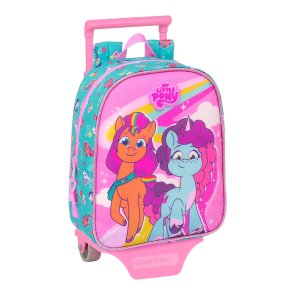 Skolerygsk med Hjul My Little Pony Magic Pink Turkisbl 22 x 27 x 10 cm