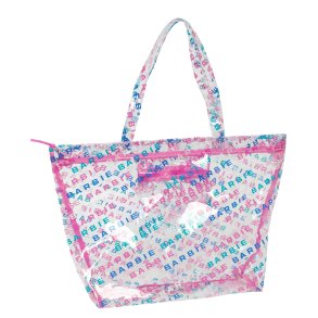 Hndtasker til damer Barbie Logomania Gennemsigtig Lyserd 54 x 35 x 17 cm
