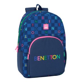 Skoletaske Benetton Damero Marinebl 30 x 46 x 14 cm