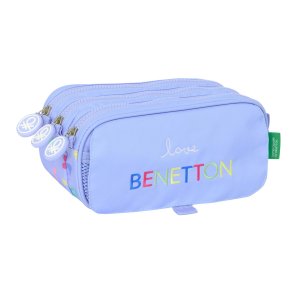 Tredobbelt b�retaske Benetton Lila Syren 21,5 x 10 x 8 cm