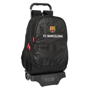 Skolerygsk med Hjul F.C. Barcelona Black Sort 32 x 44 x 16 cm