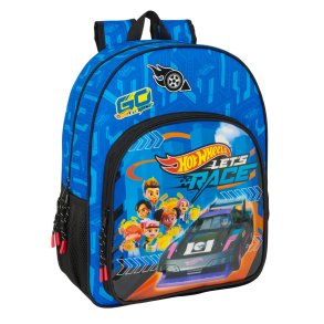 Skoletaske Hot Wheels Let's race Bl� Sort 33 x 42 x 14 cm