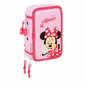 Tredobbelt Penalhus Minnie Mouse Naive Pink 12,5 x 19,5 x 5,5 cm 37 Dele
