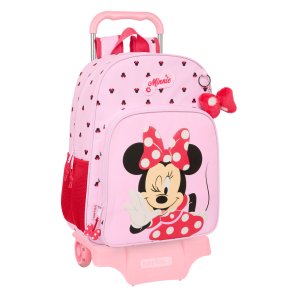 Skolerygsk med Hjul Minnie Mouse Naive Pink 33 x 42 x 14 cm