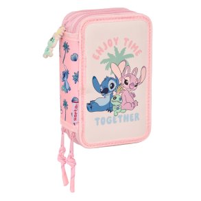 Penalhus med Tilbehr Lilo & Stitch Beach Pink 12,5 x 19,5 x 5,5 cm 37 Dele