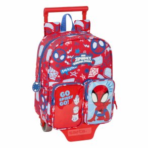 Skolerygsk med Hjul Spider-Man Rescue Bl Rd 22 x 27 x 10 cm