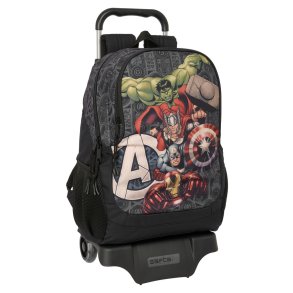 Skolerygsk med Hjul The Avengers Vendetta Sort 32 x 44 x 16 cm