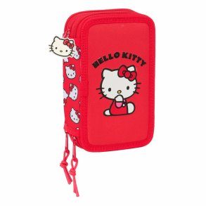 Tredobbelt Penalhus Hello Kitty Iconic Hvid Rd 12,5 x 19,5 x 5,5 cm 37 Dele