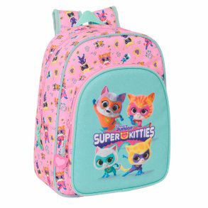 Skoletaske SuperKitties Pink Turkisbl 26 x 34 x 11 cm