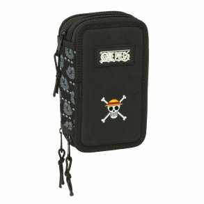 Tredobbelt Penalhus One Piece Pirates Sort 12,5 x 19,5 x 5,5 cm 37 Dele