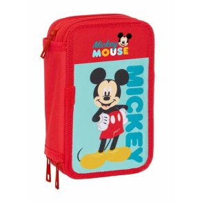 Tredobbelt Penalhus Mickey Mouse Rd 12,5 x 19,5 x 5,5 cm 37 Dele