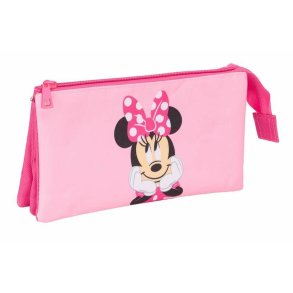 Tredobbelt bretaske Minnie Mouse Pink 22 x 12 x 3 cm