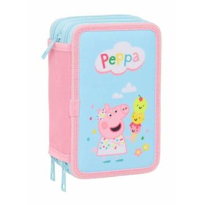 Tredobbelt Penalhus Peppa Pig Bl 12,5 x 19,5 x 5,5 cm 37 Dele