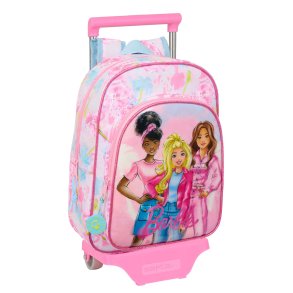 Skolerygsk med Hjul Barbie Painterly Pink Himmelbl 26 x 11 x 67 cm 26 x 34 x 11 cm