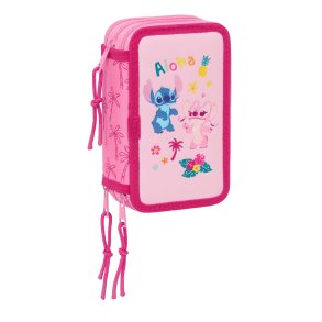 Tredobbelt Penalhus Lilo & Stitch Chill Pink Mint 12,5 x 19,5 x 5,5 cm 37 Dele