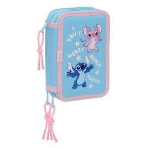 Tredobbelt Penalhus Lilo & Stitch Happy Himmelbl 12,5 x 19,5 x 5,5 cm 37 Dele