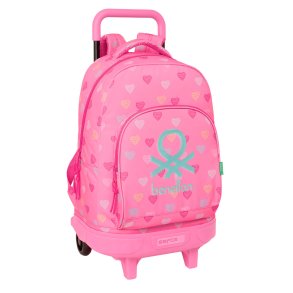 Skolerygs�k med Hjul Benetton Heart Pink 33 x 45 x 22 cm