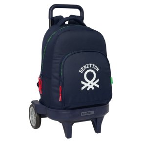 Skolerygs�k med Hjul Benetton Together Marinebl� 33 x 45 x 22 cm