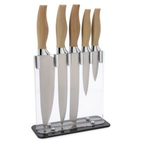 St med kkkenknive og holder Quid Baobab (5 pcs) Brun Metal