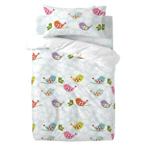 Dynebetr�k s�t HappyFriday Mr Fox Little birds Multifarvet Vugge til baby 2 Dele