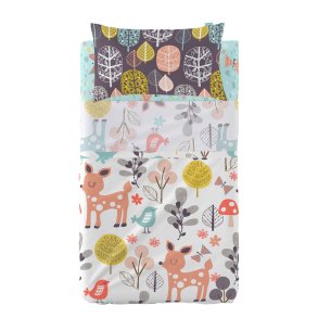 Sengetj st HappyFriday Moshi Moshi Woodland Multifarvet Vugge til baby 2 Dele
