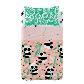 Sengetj st HappyFriday Moshi Moshi Panda garden Pink Vugge til baby 2 Dele