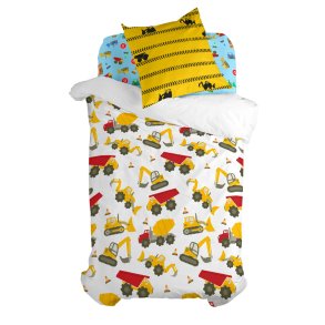 Dynebetrk st HappyFriday Mr Fox Machinery  Multifarvet Seng 80 2 Dele