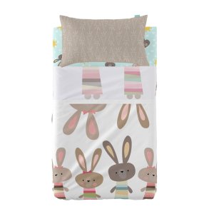 Sengetj st HappyFriday Moshi Moshi Rabbit family Multifarvet Vugge til baby 2 Dele