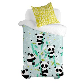 Dynebetrk st HappyFriday Moshi Moshi Panda Garden Blue Bl Seng 80 2 Dele