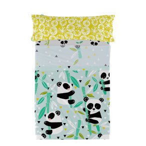 Sengetj st HappyFriday Moshi Moshi Panda garden blue Bl Seng 80/90 2 Dele