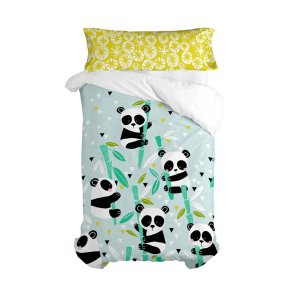 Dynebetr�k s�t HappyFriday Moshi Moshi Panda Garden Blue Bl� Seng 105 2 Dele