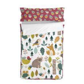 Vatteret sengetj med lynls HappyFriday Moshi Moshi Harvestwood Multifarvet 105 x 200 cm