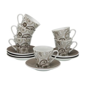 S�t med 6 kopper og underkopper Versa Glob Porcel�n