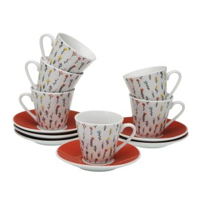 S�t med 6 kopper og underkopper Versa Blume Porcel�n