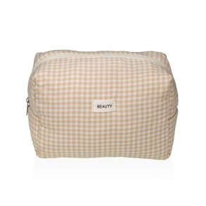 Rejsetoilettaske Versa Vichy Beige Polyester 12 x 16 x 24 cm