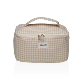 Rejsetoilettaske Versa Vichy Beige Polyester Tekstil 12 x 12 x 20 cm