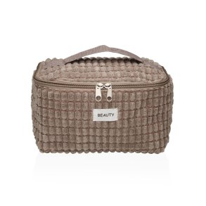 Rejsetoilettaske Versa Corduroy Khaki Polyester Tekstil 12 x 12 x 20 cm