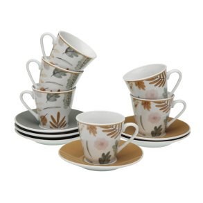 S�t med 6 kopper og underkopper Versa TABITHA Porcel�n